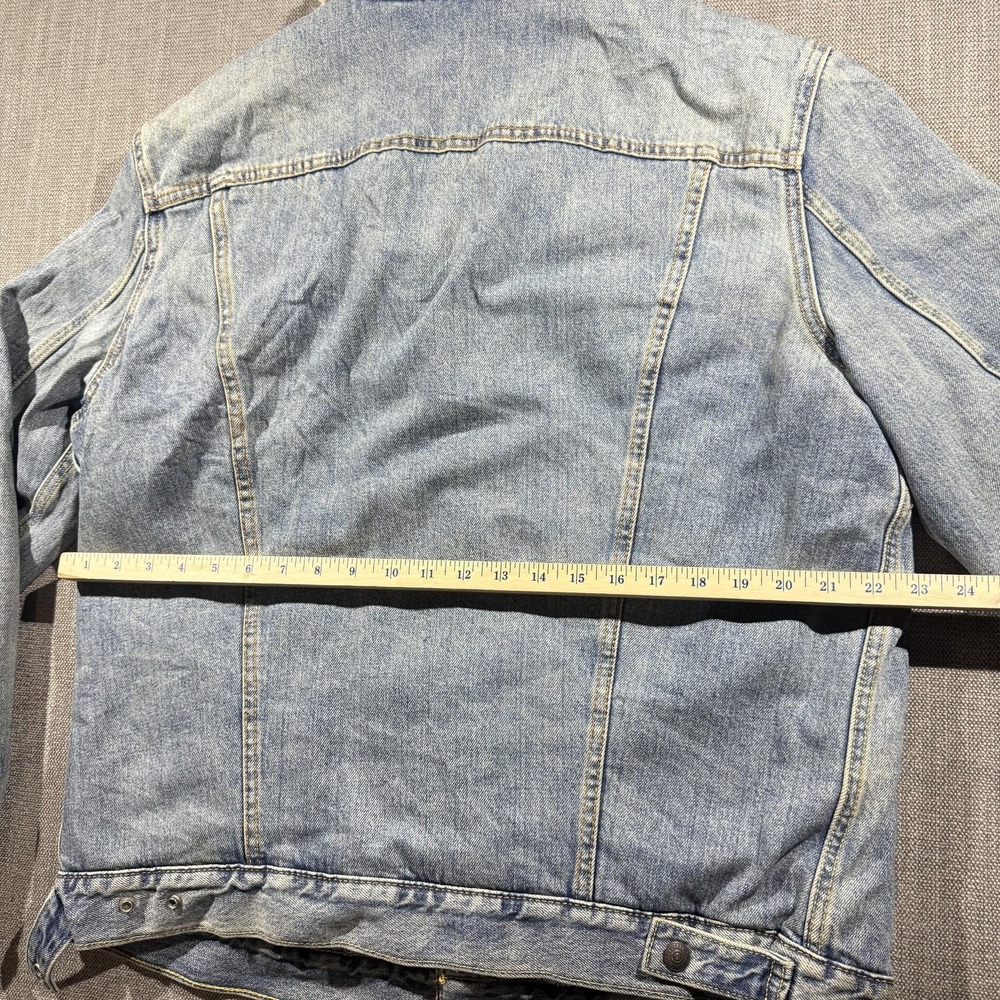 Levi's Sherpa Lined Denim Jacket Mens XL Blue Bomber Trucker Warm Coat - Picture 6 of 6